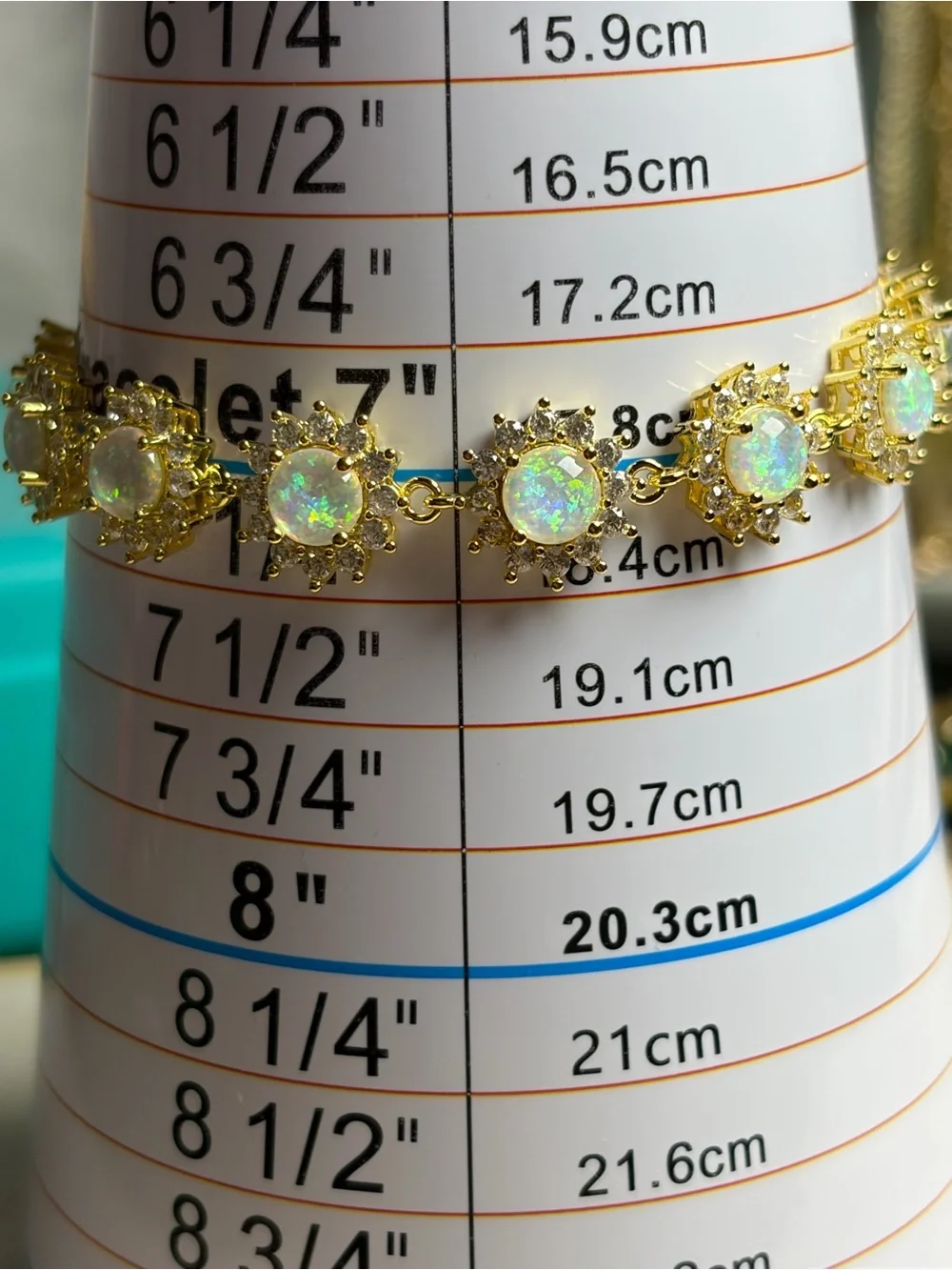 Gold-Tone Opal Halo Bracelet in White Opal